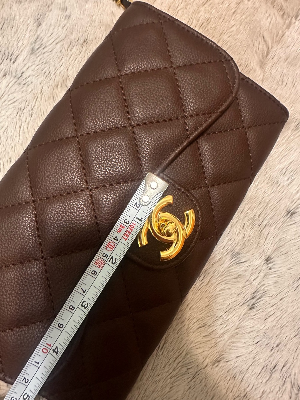 Iconic double c Quilted coffee Brown wallet on chain Bag - Picture 9 of 10